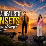 Realistic Sunset Lake Stone Water Portrait