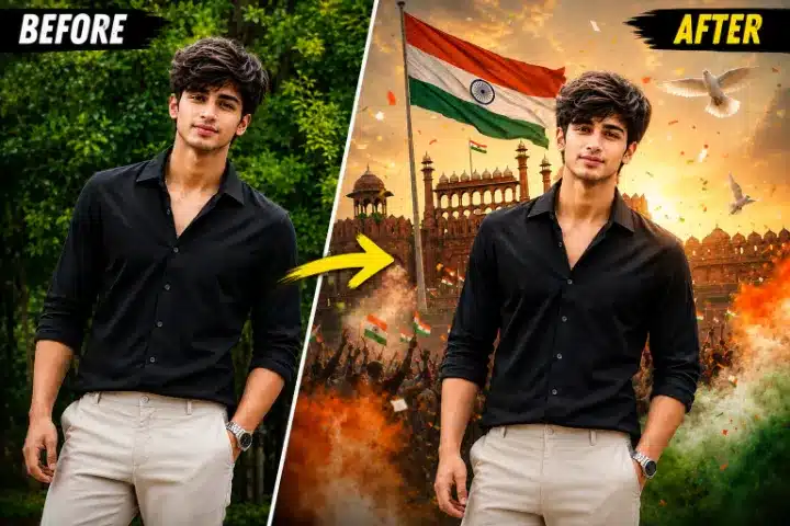 15 August Independence Day Poster AI Photo Prompt for Boy
