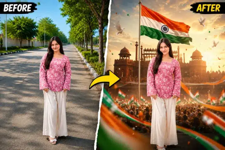 15 August Independence Day Poster AI Photo Prompt for Girl